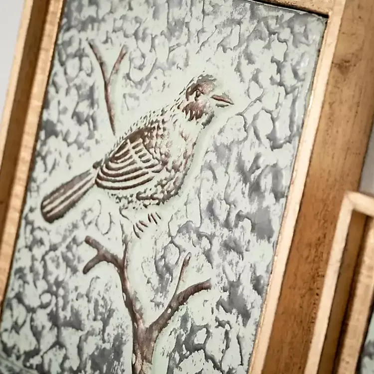 Kirklands Home Wall Plaques|Raised Bird Metal Wall Plaques, Set of 2