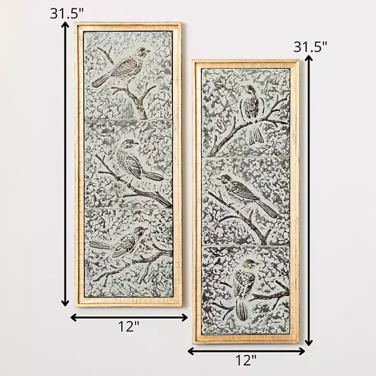Kirklands Home Wall Plaques|Raised Bird Metal Wall Plaques, Set of 2