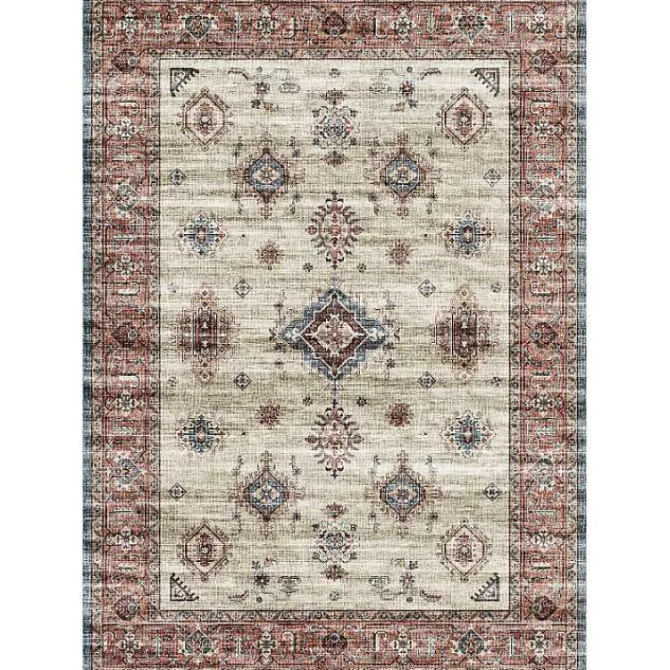 Kirklands Home Area Rugs|Raquel Red and Ivory Washable Area Rug, 7x9
