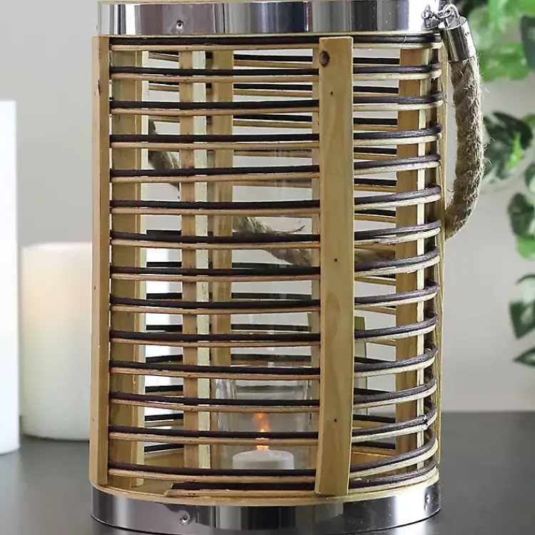 Online Rattan Hurricane Lantern with Jute Rope Lanterns