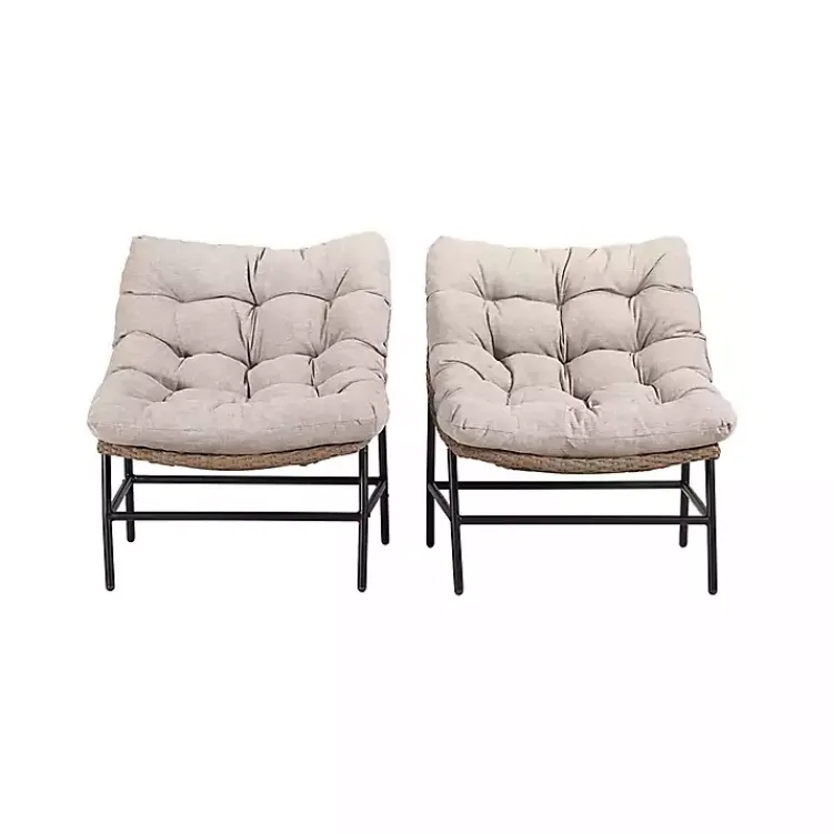 Kirklands Home Outdoor Seating|Rattan Scoop Chairs with Cushions, Set of 2