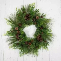 Discount Real Touch Pine and Cedar Jingle Bell Wreath Christmas Wreaths