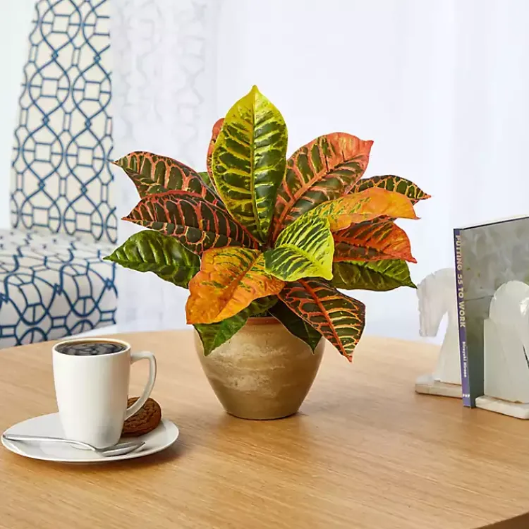 Best Real Touch Potted Garden Croton Plant Trees & Topiaries
