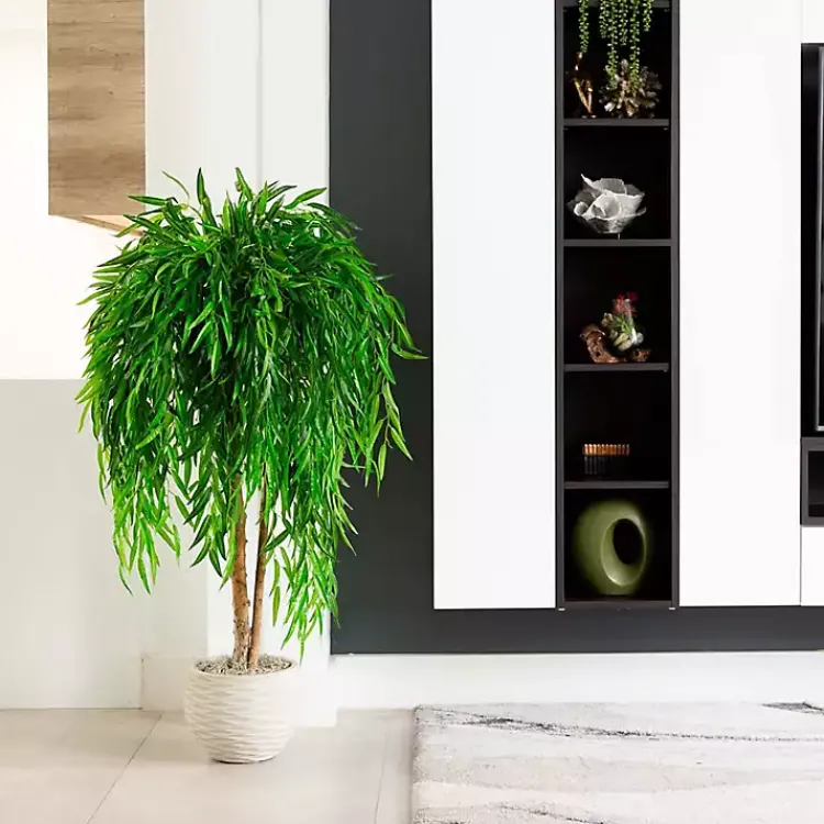Discount Real Touch Willow Tree in Black Planter, 4 ft. Trees & Topiaries