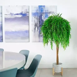 New Real Touch Willow Tree in Black Planter, 5 ft. Trees & Topiaries