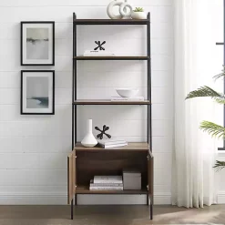 Kirklands Home Bookshelves|Reclaimed Wood Modern Ladder Bookcase with Cabinet