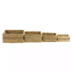 New Rectangular Baskets with Metal Handles, Set of 4 Baskets & Boxes