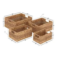 New Rectangular Baskets with Metal Handles, Set of 4 Baskets & Boxes