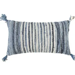 Hot Recycled Denim Stitched Lumbar Pillow Pillows