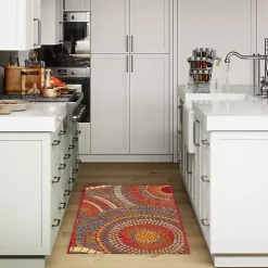 Kirklands Home Outdoor Rugs|Red & Blue Circles Indoor/Outdoor Rug, 2x3