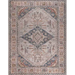 Kirklands Home Area Rugs|Red & Blue Vintage Medallion Area Rug, 5x7