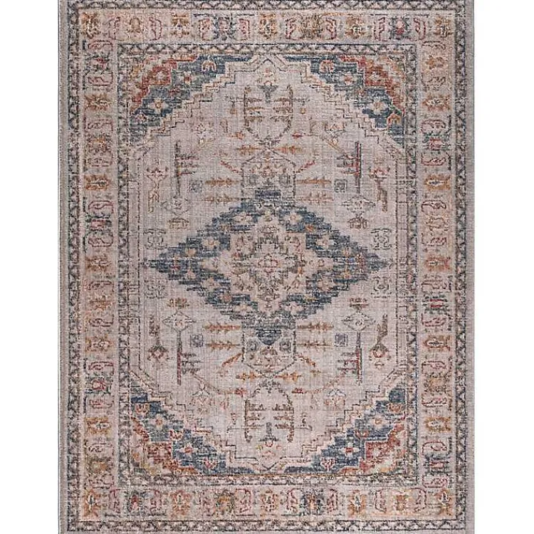 Kirklands Home Area Rugs|Red & Blue Vintage Medallion Area Rug, 5x7