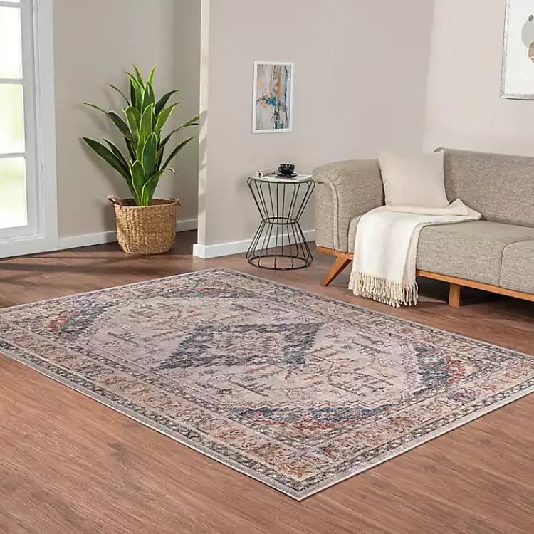 Kirklands Home Area Rugs|Red & Blue Vintage Medallion Area Rug, 5x7