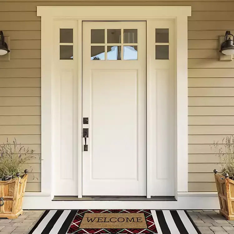 Best Red & Green Plaid Welcome Doormat Outdoor Christmas Decorations
