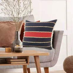 Red & Navy Nautical Rope Throw Pillow. 20x20 Pillows