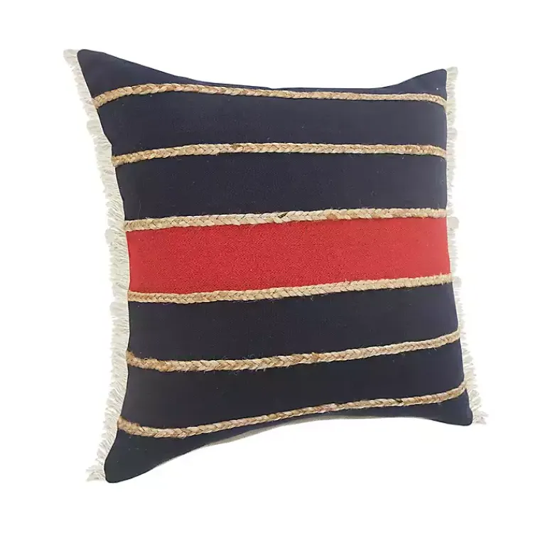 Red & Navy Nautical Rope Throw Pillow. 20x20 Pillows