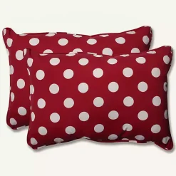 Kirklands Home Outdoor Cushions & Pillows|Red & White Polka Dot Long Pillows, Set of 2
