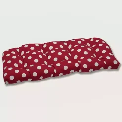Kirklands Home Outdoor Cushions & Pillows|Red & White Polka Dot Outdoor Settee Cushion