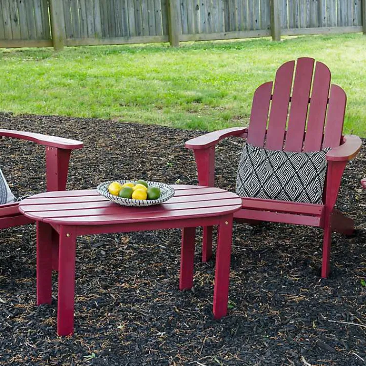 Kirklands Home Outdoor Tables|Acacia Wood Oval Adirondack Coffee Table Red