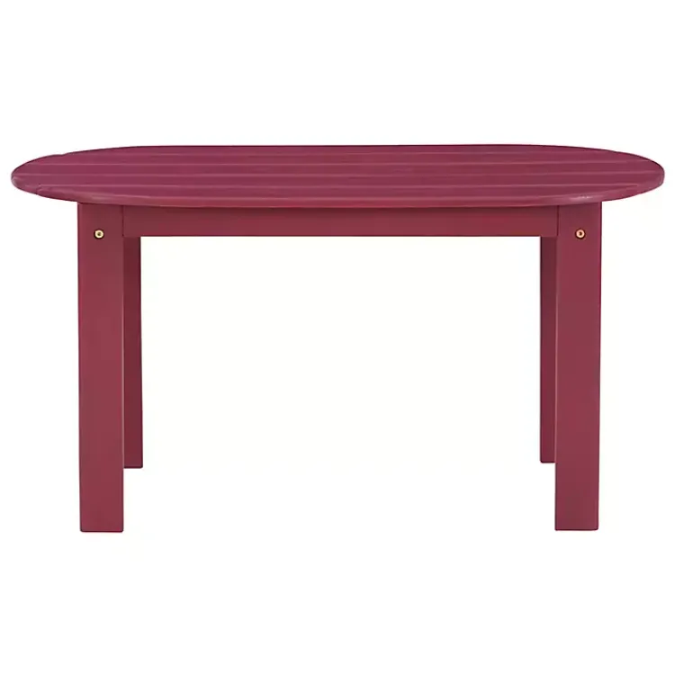 Kirklands Home Outdoor Tables|Acacia Wood Oval Adirondack Coffee Table Red