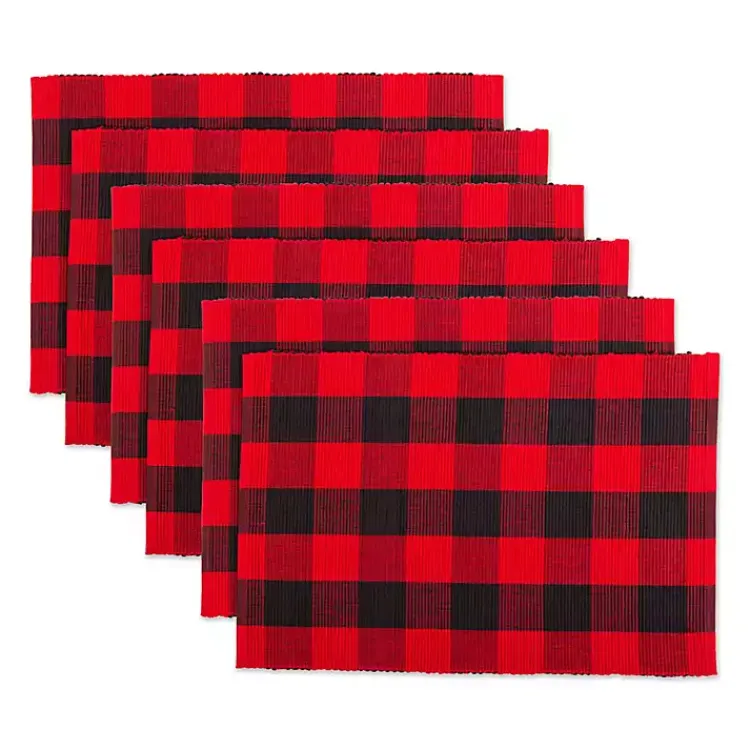 Clearance Red and Black Buffalo Check Placemats, Set of 6 Christmas Dining & Entertaining