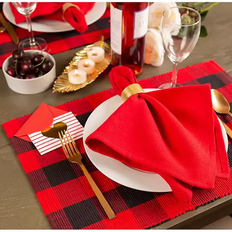 Clearance Red and Black Buffalo Check Placemats, Set of 6 Christmas Dining & Entertaining