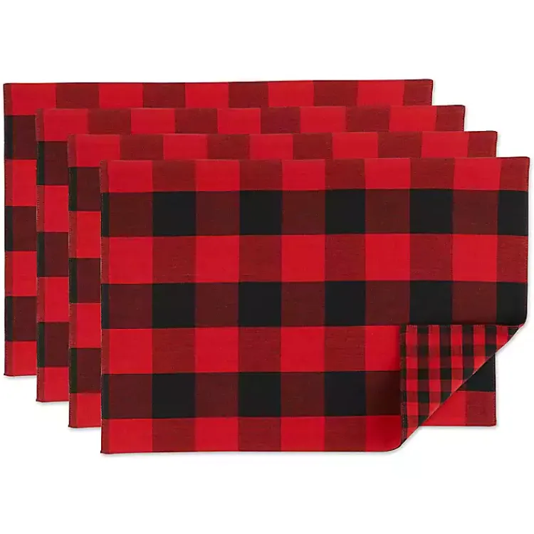 Best Red and Black Gingham Placemats, Set of 4 Christmas Dining & Entertaining