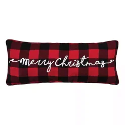 Online Red and Black Plaid Merry Christmas Pillow Christmas Pillows