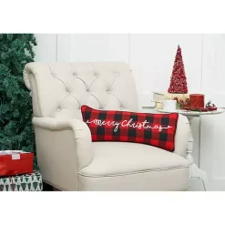Online Red and Black Plaid Merry Christmas Pillow Christmas Pillows