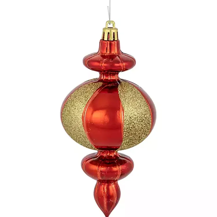 New Red and Gold Finial Ornaments, Set of 8 Christmas Ornaments