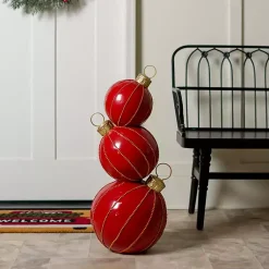 Outlet Red and Gold Stacked Ornaments Christmas Statue Outdoor Christmas Decorations