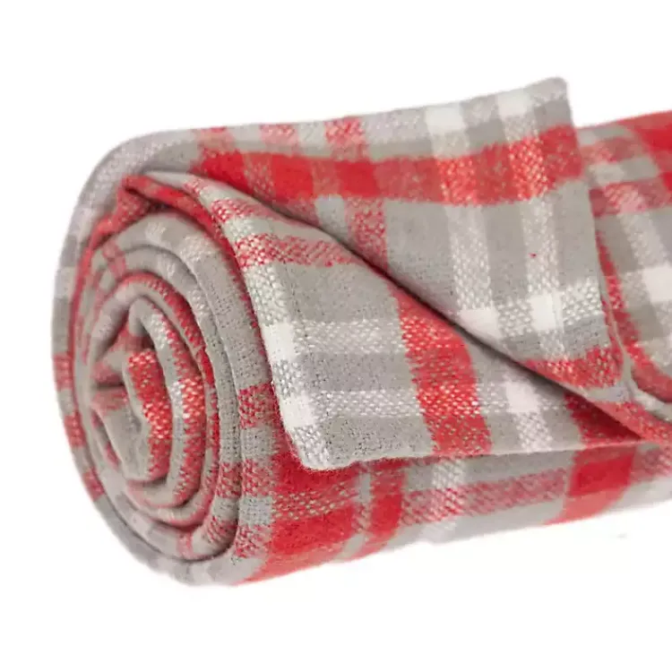 Outlet Red and Gray Plaid Cotton Throw Blankets & Throws