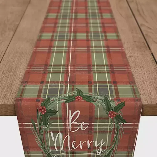 Discount Red and Green Plaid Be Merry Table Runner Christmas Dining & Entertaining