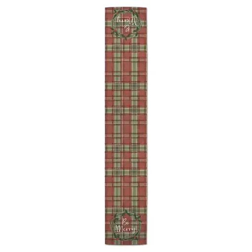 Discount Red and Green Plaid Be Merry Table Runner Christmas Dining & Entertaining