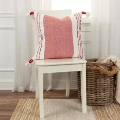 New Red and Ivory Color Block Pillow Pillows