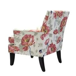 Kirklands Home Accent Chairs|Red and Ivory Floral Upholstered Accent Chair