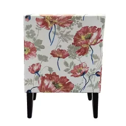 Kirklands Home Accent Chairs|Red and Ivory Floral Upholstered Accent Chair