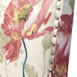 Kirklands Home Accent Chairs|Red and Ivory Floral Upholstered Accent Chair