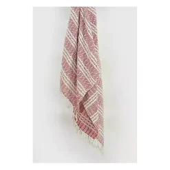Discount Red and Ivory Striped Cotton Throw Blankets & Throws