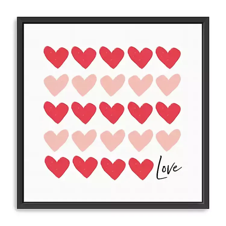 Sale Red and Pink Hearts Freamed Canvas Art Print Valentines Day Decorations