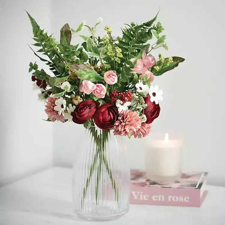 Clearance Red and Pink Mixed Floral Stems, Set of 3 Stems & Bouquets
