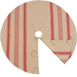 Discount Red and Tan Striped Tree Skirt Christmas Tree Skirts & Collars