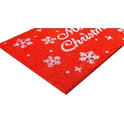 Outlet Red and White Merry Christmas Snowflake Doormat Outdoor Christmas Decorations