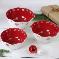 Kirklands Home Serving & Entertaining|Red and White Nesting Christmas Bowls, Set of 3