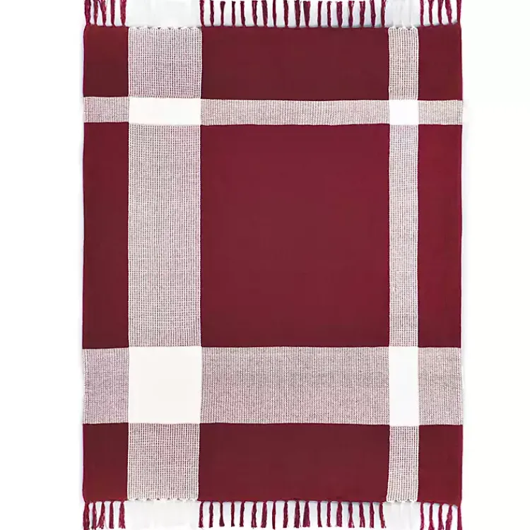 Sale Red and White Plaid Organic Cotton Throw Blankets & Throws
