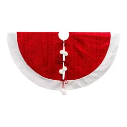 Best Red and White Pom Pom Tree Skirt Christmas Tree Skirts & Collars