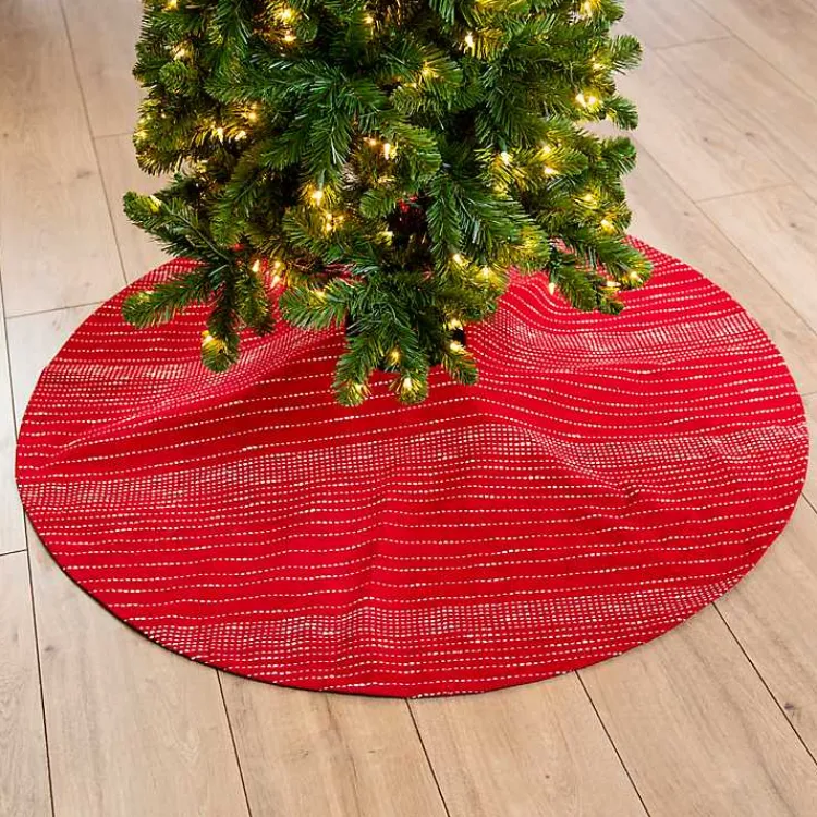 Best Red and White Stitching Christmas Tree Skirt Christmas Tree Skirts & Collars