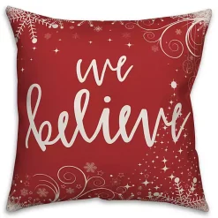 Sale Red and White We Believe Outdoor Pillow Christmas Pillows