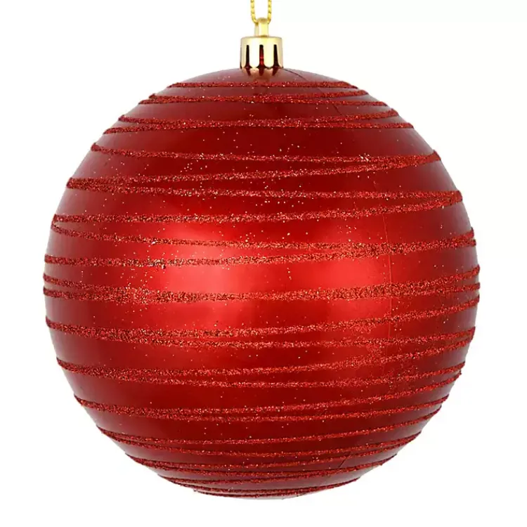 Best Ball Ornaments with Glitter Lines, Set of 4 Christmas Ornaments