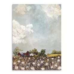 Kirklands Home Canvas Art|Red Barn and Field of Flowers Canvas Art Print Multicolor